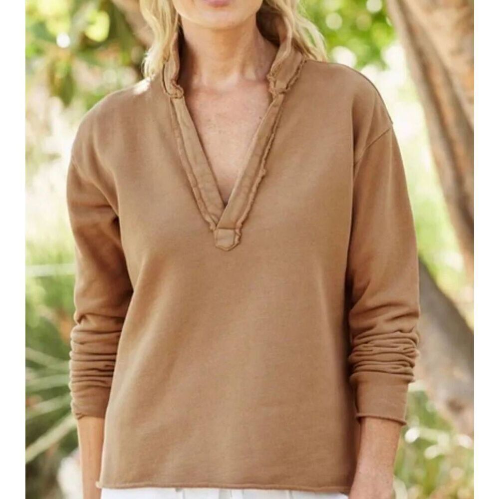 Frank & Eileen Patrick triple fleece Popover Henley in Camel sz Small